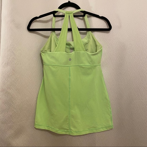Lululemon lime green exercise tank w/ shelf bra - Picture 2 of 3